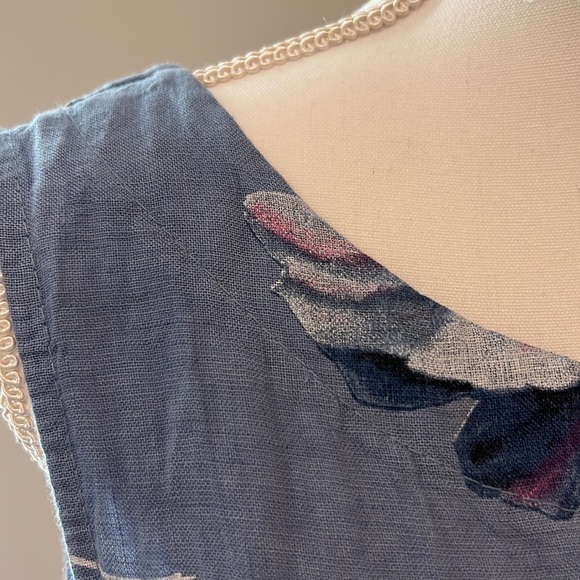 100%‎ Linen Floral Midi dress size M 8 10 Made In Italy Beach CottageCore cruise - Picture 11 of 16